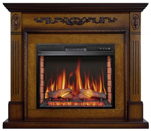Casa Padrino Barock LED Caminetto elettrico Braun 128 x 38 x H. 110,5 cm
