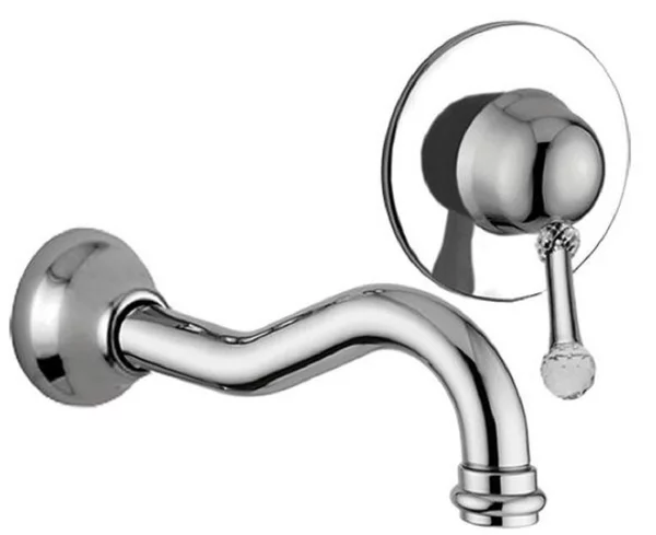 Casa Padrino rubinetto per lavabo a 2 fori con cristallo Swarovski argento - Set di rubinetti per lavabo - Miscelatore e rubinetto monocomando - Accessori da bagno nostalgici