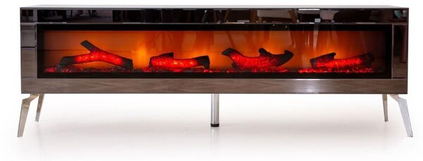 Casa Padrino mobile TV con camino elettrico a LED e telecomando argento 180 cm