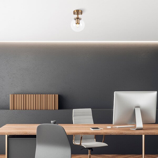 Plafoniera color ottone con paralume in vetro ø 15 cm Atmaca – Opviq lights