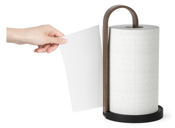 Portarotolo da cucina verticale in legno nero ø 17 cm Bellwood – Umbra