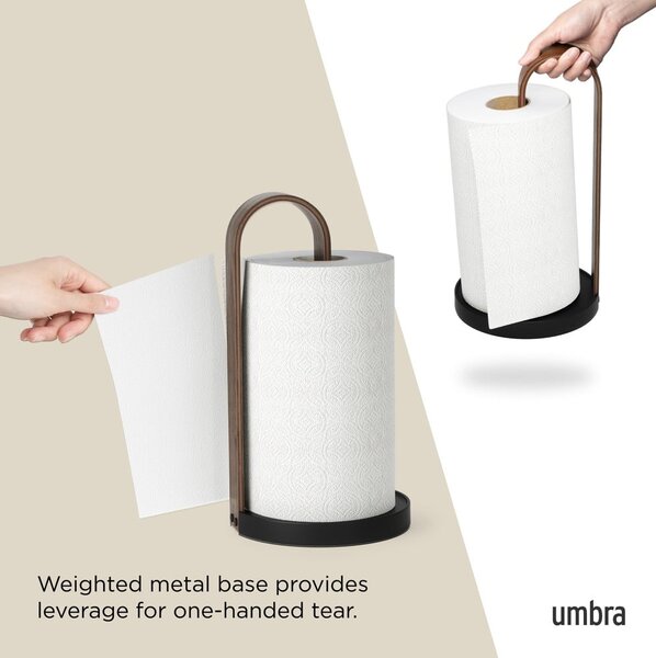 Portarotolo da cucina verticale in legno nero ø 17 cm Bellwood – Umbra