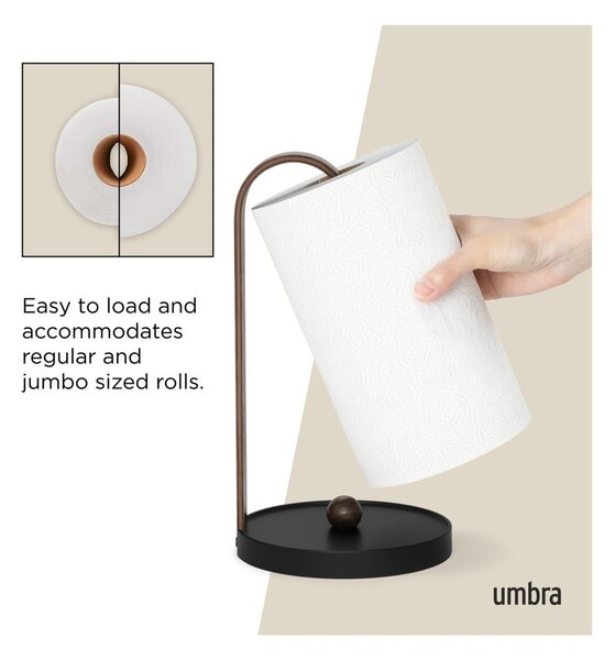 Portarotolo da cucina verticale in legno nero ø 17 cm Bellwood – Umbra