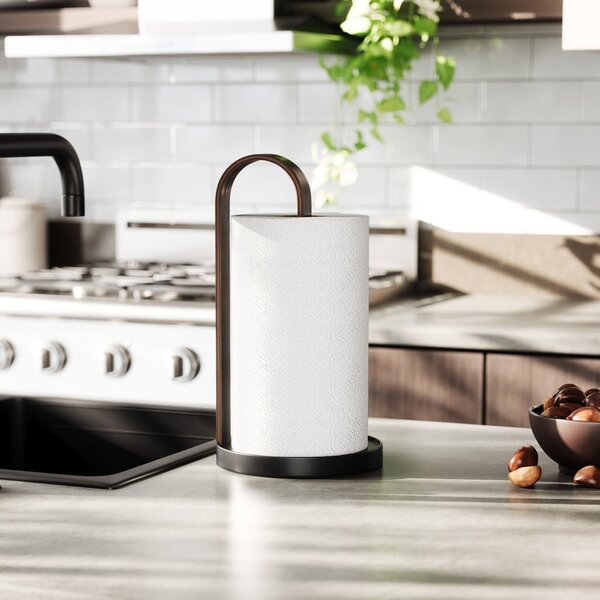 Portarotolo da cucina verticale in legno nero ø 17 cm Bellwood – Umbra