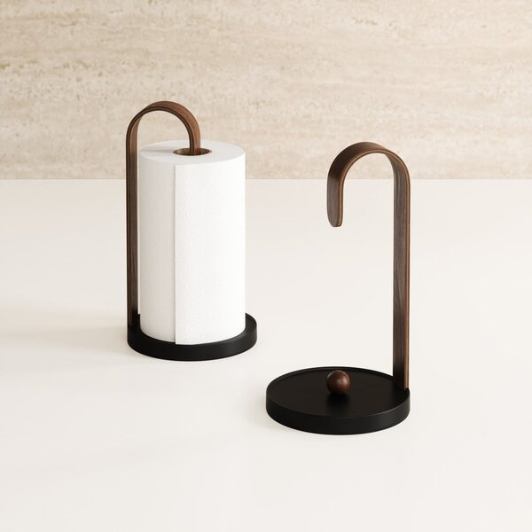 Portarotolo da cucina verticale in legno nero ø 17 cm Bellwood – Umbra