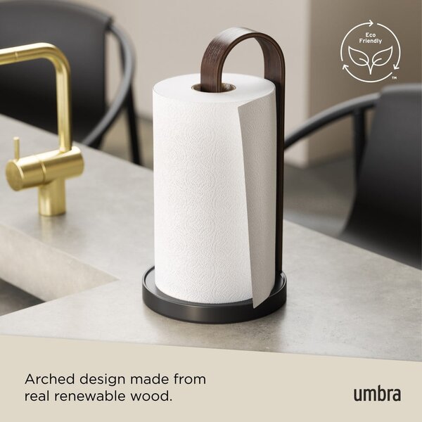 Portarotolo da cucina verticale in legno nero ø 17 cm Bellwood – Umbra