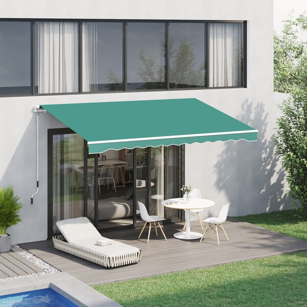 Outsunny Tenda da Sole Avvolgibile a Caduta Manuale per Porte e Finestre, in Alluminio e Poliestere Anti-UV, 295x245cm, Verde Scuro | Aosom Italy