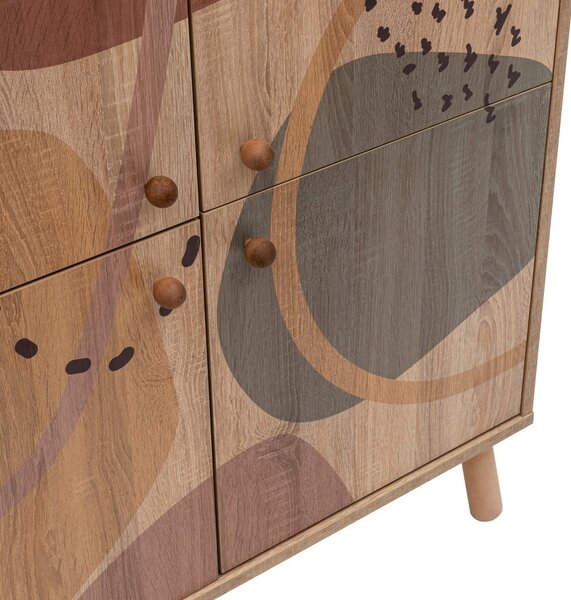 Mobiletto in rovere decorato in colore naturale 95x111 cm Multilux - Kalune Design