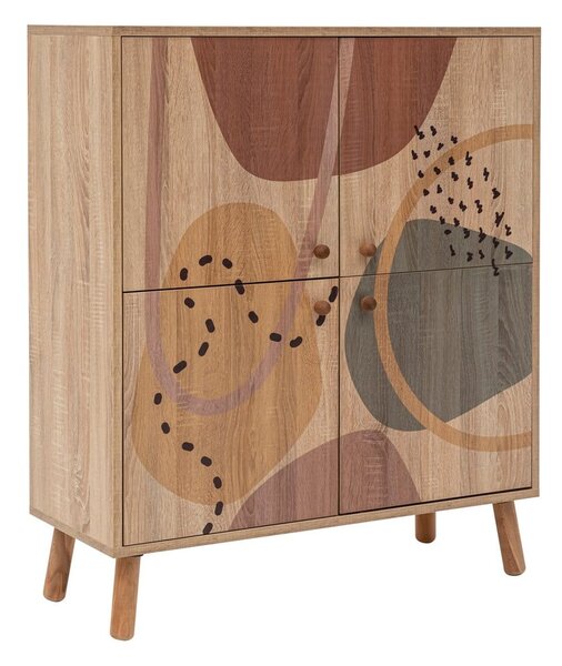 Mobiletto in rovere decorato in colore naturale 95x111 cm Multilux - Kalune Design