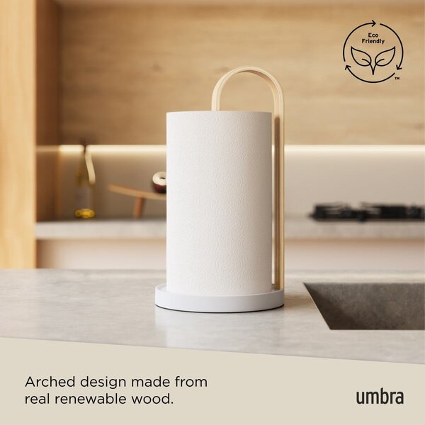 Portarotolo da cucina verticale in legno bianco ø 17 cm Bellwood – Umbra