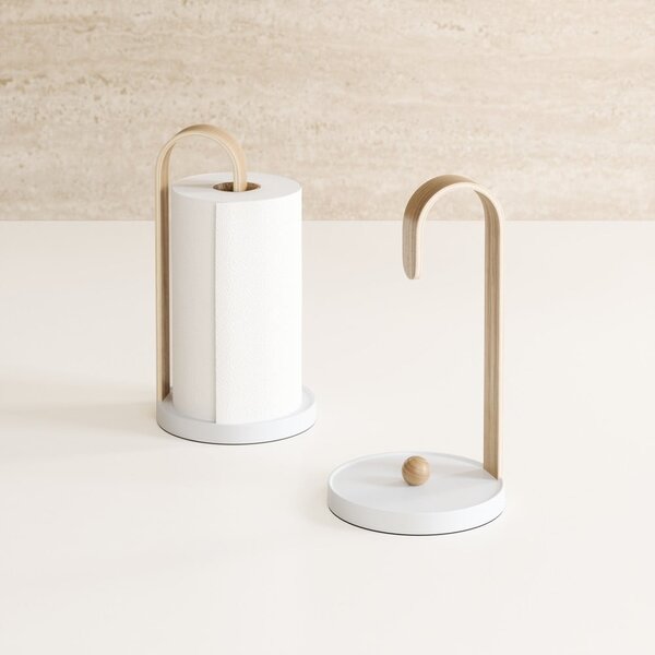 Portarotolo da cucina verticale in legno bianco ø 17 cm Bellwood – Umbra