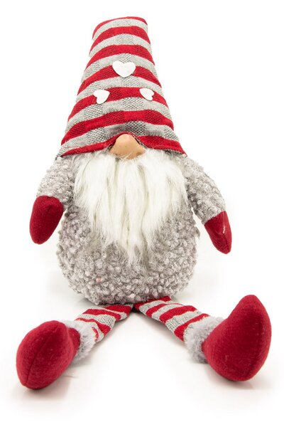 Gnomo di Natale 50cm cappello di colore Rosso e Grigio Wisdom