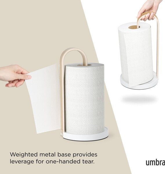 Portarotolo da cucina verticale in legno bianco ø 17 cm Bellwood – Umbra