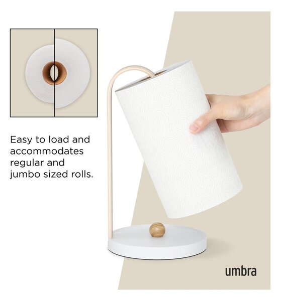 Portarotolo da cucina verticale in legno bianco ø 17 cm Bellwood – Umbra