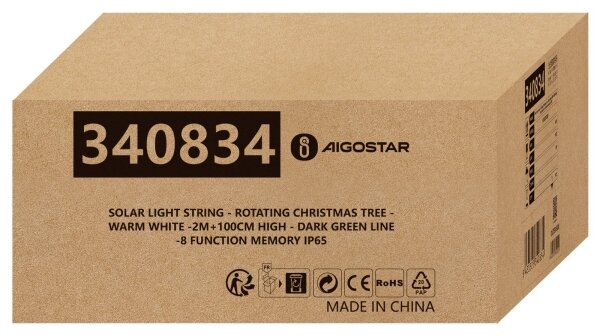 Aigostar - LED Decorazione natalizia solare LED/0,59W/3,7V 100 cm IP65 bianco caldo