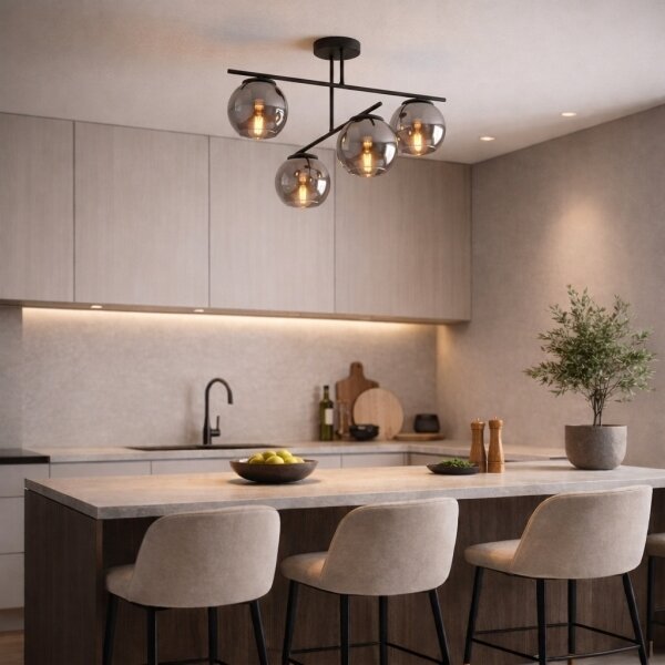 BRILAGI - Lampadario a plafone DIOR 4xE27/60W/230V nero/grigio fumo