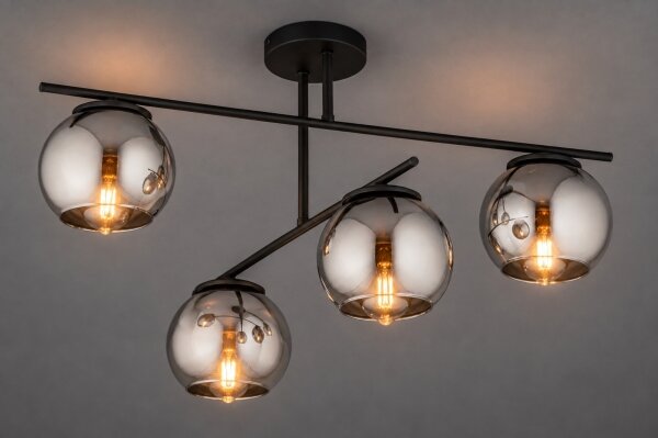 BRILAGI - Lampadario a plafone DIOR 4xE27/60W/230V nero/grigio fumo