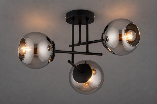 BRILAGI - Plafoniera a soffitto DIOR 3xE27/60W/230V nero/grigio fumé