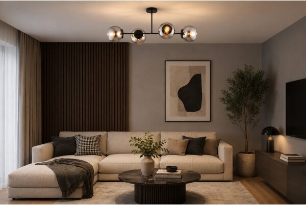 BRILAGI - Lampadario a montaggio superficiale DIOR 4xE27/60W/230V nero/grigio fumé