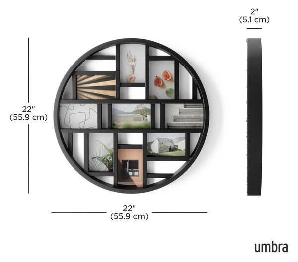 Cornice da parete in plastica nera Luna - Umbra