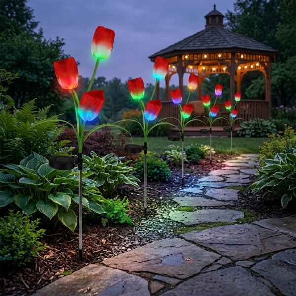 Lampada decorativa solare LED RGB 3xLED/3,7V 200 mAh IP44 tulipano