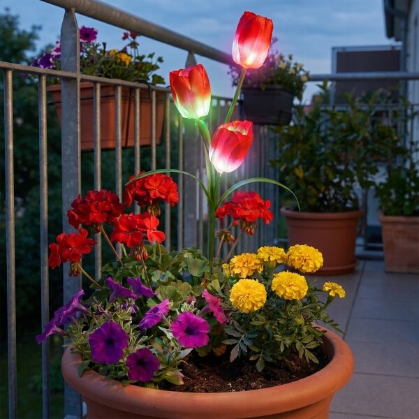 Lampada decorativa solare LED RGB 3xLED/3,7V 200 mAh IP44 tulipano