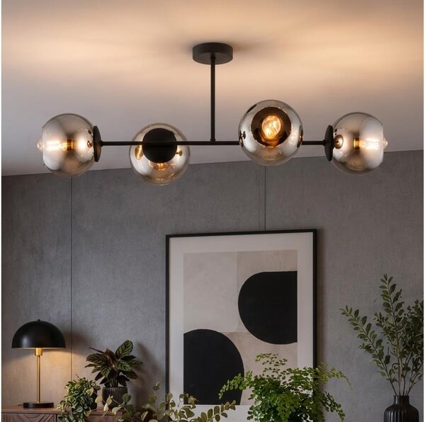 BRILAGI - Lampadario a montaggio superficiale DIOR 4xE27/60W/230V nero/grigio fumé