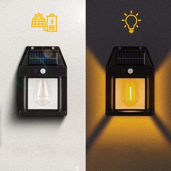 Lampada da parete solare LED con sensore LED/3,7V 600 mAh IP44 nera