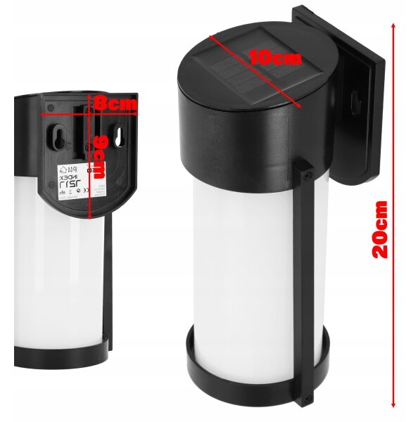 Lampada da parete solare a LED/3,7V 300 mAh IP44 nera