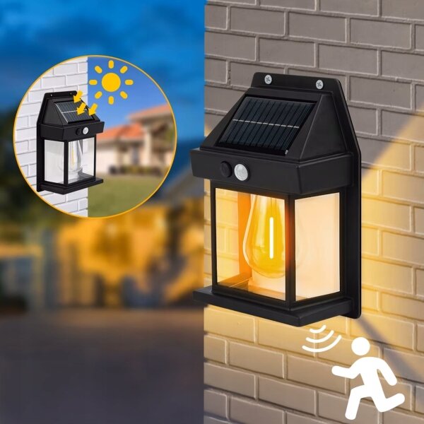 Lampada da parete solare LED con sensore LED/3,7V 600 mAh IP44 nera