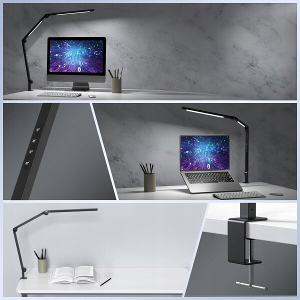 Lampada da tavolo flessibile dimmerabile a sfioramento con morsetto LED/12W/230V nera