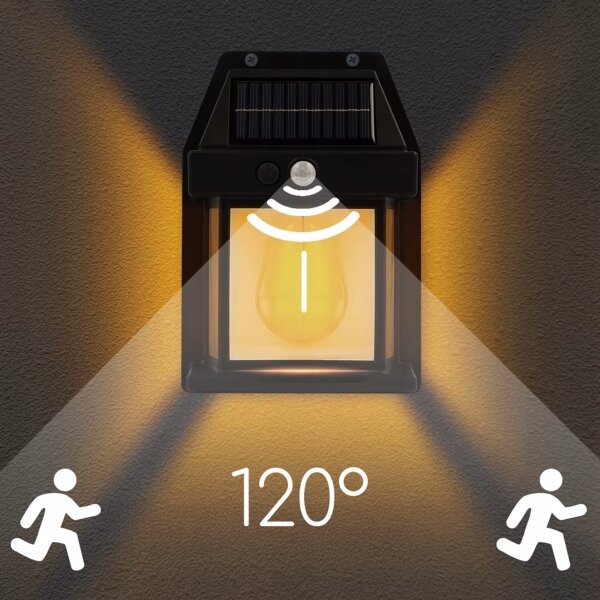 Lampada da parete solare LED con sensore LED/3,7V 600 mAh IP44 nera