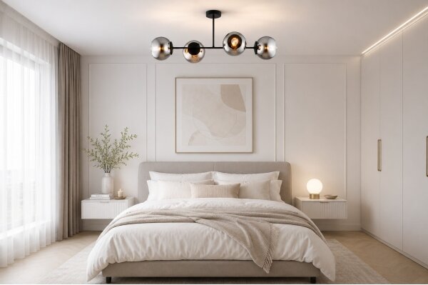 BRILAGI - Lampadario a montaggio superficiale DIOR 4xE27/60W/230V nero/grigio fumé
