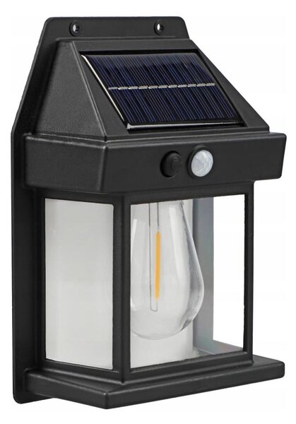 Lampada da parete solare LED con sensore LED/3,7V 600 mAh IP44 nera