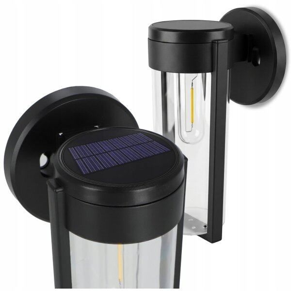 Lampada da parete solare a LED 1W/3,7V 500 mAh IP65 nero