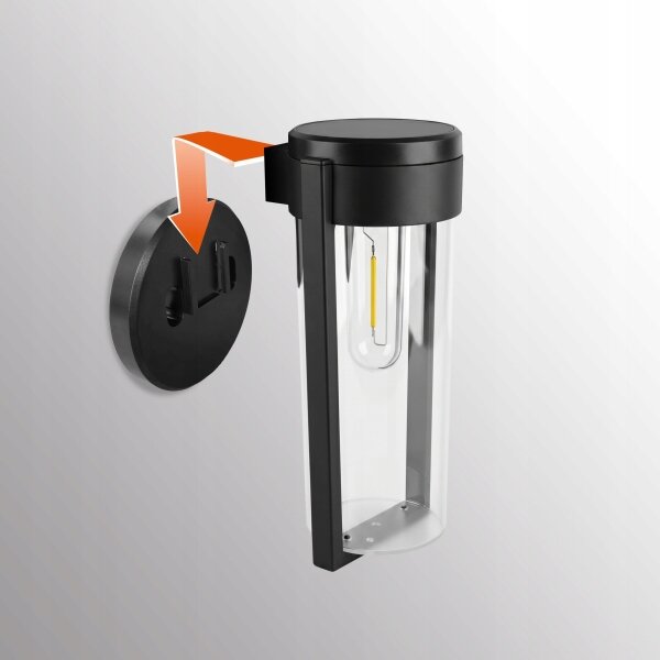 Lampada da parete solare a LED 1W/3,7V 500 mAh IP65 nero