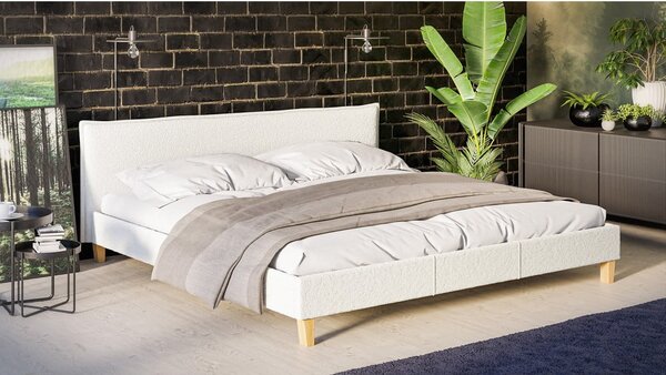 Letto matrimoniale imbottito crema con griglia 200x200 cm Tina - Ropez