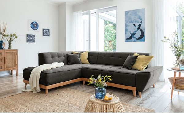 Divano letto angolare grigio scuro L, angolo sinistro Dazzling Daisy - Miuform