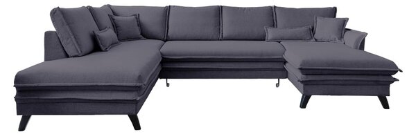 Divano letto antracite a "U", angolo sinistro Charming Charlie - Miuform