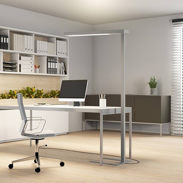 Arcchio Lampada da terra per ufficio Susi a LED, argento, sensore, dimmer, CCT Arcchio, dimmerabile, Alluminio / Grigio / Zincato, Studio / Ufficio, Alluminio, Moderno