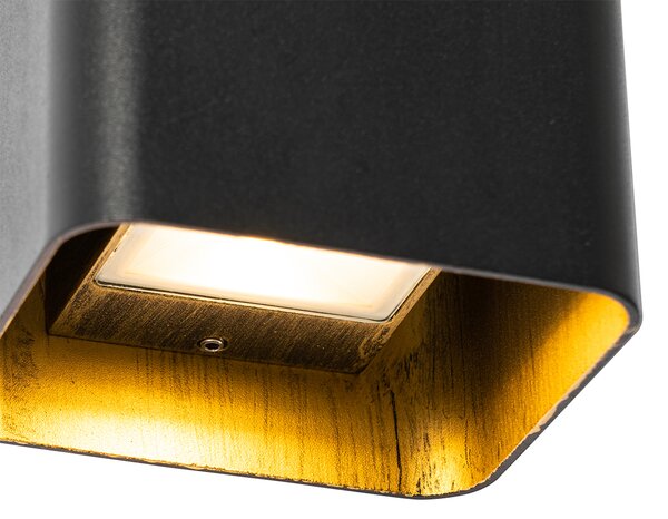 Applique da parete moderna nera con LED IP54 quadrata - Evi