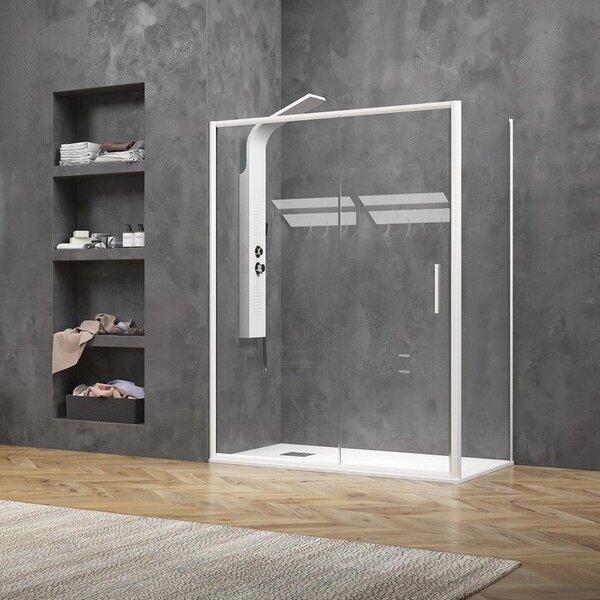 Kamalu box doccia angolare 70x100 bianco opaco scorrevole | ke-4000b