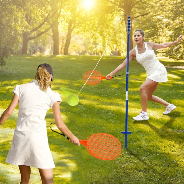 Costway Set gioco da esterno con palla oscillante e 3 livelli di altezza regolabili, Set portatile di tetherball