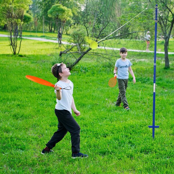 Costway Set gioco da esterno con palla oscillante e 3 livelli di altezza regolabili, Set portatile di tetherball