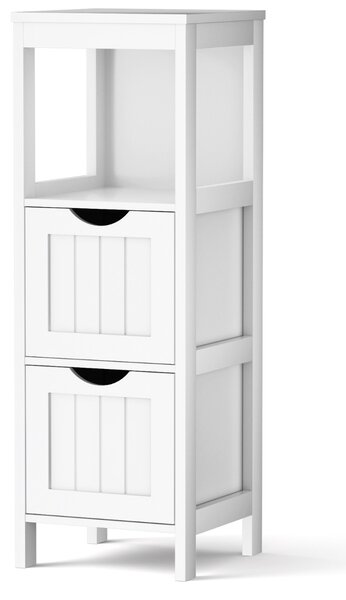 Costway Mobile da pavimento per bagno con cassetti rimovibili scaffale aperto, Unità di stoccaggio indipendente 30x30x90cm