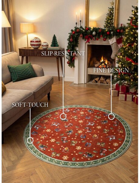 Tappeto rotondo rosso/verde a tema natalizio ø 200 cm Toy's Delight Nostalgic Noel Red Green – Villeroy&Boch