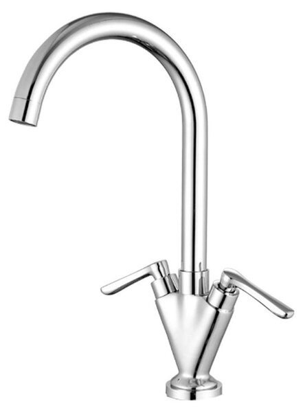 Solidchoice - Rubinetto da cucina in acciaio inossidabile con due maniglie e funzione girevole