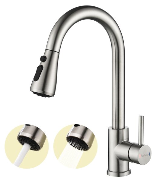 Solidchoice - Rubinetto da cucina estraibile con rotazione a 360°