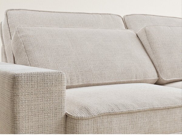 Divano angolare color crema (con penisola a destra/a L) con rivestimento in ciniglia Kirou – Maison de Rêve