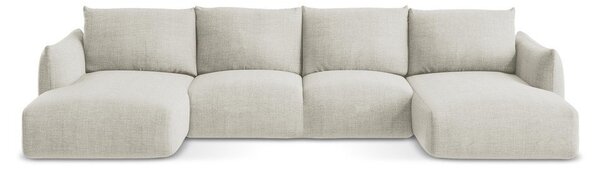 Divano angolare beige allungabile (a U) Leila – Makamii